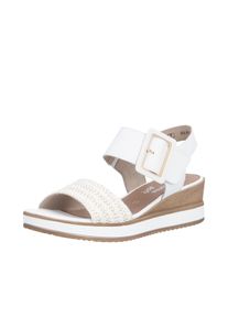 Sandalette Remonte "ELLE-Collection", Damen, Gr. 37, wei&szlig;, goldfarben, Leder, Textil, Flechtoptik, Schuhe Sandalette, Sommerschuh, Sandale, Bequemschuh mit Klett unter der Zierschnalle