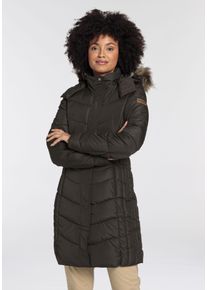 Steppmantel Icepeak "PAIVA", Damen, Gr. 42, braun (schwarz braun), Obermaterial: 100% Polyester. Futter: 100% Polyester. Wattierung: 100% Polyester, M&auml;ntel Steppmantel, Wasserabweisend, Windabweisend & Atmungsaktiv