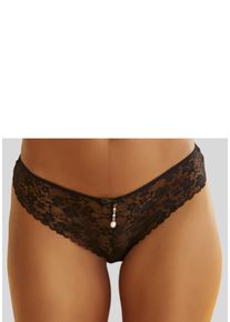 String Lascana, Damen, Gr. 48/50, schwarz, Microtouch, Obermaterial: 88% Polyamid, 12% Elasthan, figurbetont, Unterhosen String, rundherum aus floraler Spitze, Dessous, Topseller