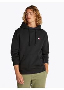 Hoodie Tommy Jeans "TJM REG BADGE HOODIE EXT", Herren, Gr. XL, schwarz, Sweatware, Obermaterial: 100% Baumwolle, unifarben, regular fit h&uuml;ftlang, Rundhals, eingesetzt,&Auml;rmel ohne &Auml;rmelschlitz Rippb&uuml;ndchen, Sweatshirts Hoodie, Mit Rundhalsausschnitt