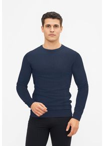 Jack & Jones Rundhalspullover JACK & JONES "EMIL KNIT", Herren, Gr. S, blau (navy), Obermaterial: 60% Baumwolle, 20% Nylon, 20% Viskose, normal, Rundhals, Pullover Rundhalspullover