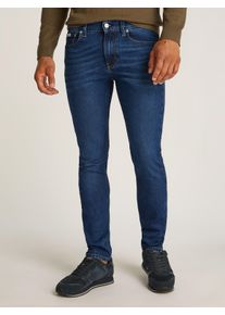 Slim-fit-Jeans Calvin Klein Jeans "SLIM TAPER", Herren, Gr. 30, L&auml;nge 34, blau (denim schwarz), Denim/Jeans, Obermaterial: 94% Baumwolle, 4% Elastomultiester, 2% Elasthan, unifarben, slim fit, Jeans Slim-fit-Jeans, Coinpocket, Logostickerei