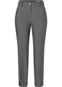 Chinohose MAC "CHINO turn up", Damen, Gr. 46, N-Gr, grau (anthrazit stripes), Web, Obermaterial: 66% Polyester, 28% Viskose, 6% Elasthan, gerade, unten schmal 7/8-L&auml;nge, Hosen Chinohose