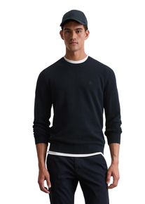 Marc O'Polo Rundhalspullover MARC O'POLO, Herren, Gr. M, blau (marineblau), Strick, Obermaterial: 100% Baumwolle, Rundhals, B&uuml;ndchen, Pullover Rundhalspullover, in Piqu&eacute;-Struktur