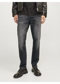 Jack & Jones Tapered-fit-Jeans JACK & JONES "JJIMIKE JJFOX CB 055", Herren, Gr. 27, L&auml;nge 30, schwarz (schwarz denim), Denim/Jeans, Obermaterial: 98% Baumwolle, 2% Elasthan, Abriebeffekte, slim fit, Jeans Tapered-fit-Jeans