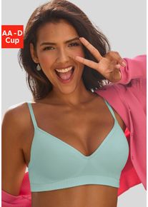 Push-up-BH Lascana "COMFY BRA", Damen, Gr. 75, Cup D, blau (air), Piqu&eacute;, Obermaterial: 50% Baumwolle, 33% Polyamid, 14% Polyester, 3% Elasthan, Basic, BHs Push-up-BH, ohne B&uuml;gel aus Baumwolle, Basic Dessous, Topseller