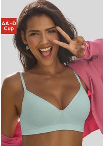 Push-up-BH Lascana "COMFY BRA", Damen, Gr. 80, Cup D, blau (air), Piqu&eacute;, Obermaterial: 50% Baumwolle, 33% Polyamid, 14% Polyester, 3% Elasthan, Basic, BHs Push-up-BH, ohne B&uuml;gel aus Baumwolle, Basic Dessous, Topseller