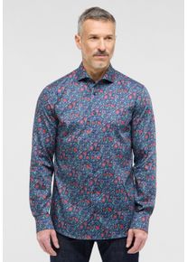 Langarmhemd Eterna "SLIM FIT", Damen, Gr. 43, Normalgr&ouml;&szlig;en, blau (dunkelblau), Twill, 100% Baumwolle, schmal, Manschette, Hemden Langarmhemd, NON IRON (b&uuml;gelfrei)