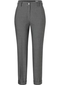 Chinohose MAC "CHINO turn up", Damen, Gr. 36, N-Gr, anthrazit stripes, Web, Obermaterial: 66% Polyester, 28% Viskose, 6% Elasthan, gerade, unten schmal 7/8-L&auml;nge, Hosen Chinohose