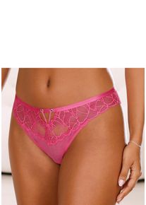 String Lascana "Alicia", Damen, Gr. 32/34, pink, Microtouch, Obermaterial: 84% Polyamid, 16% Elasthan, Unterhosen String, mit sch&ouml;nem Bund aus feiner Spitze