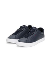 Sneaker Tommy Hilfiger "ICON COURT LTH FLAG ESS", Herren, Gr. 44, blau (dunkelblau), Leder, Lederimitat, Schuhe Sneaker, Freizeitschuh, Halbschuh, Schn&uuml;rschuh mit kleiner Logoflagge, Topseller