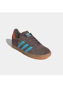 Sneaker adidas originals "GAZELLE", M&auml;dchen, Gr. 38,5, cargo braun, blau glow, impact orange, Leder, Synthetik, Schuhe Sneaker, f&uuml;r Kinder und Jugendliche