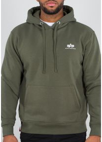 Kapuzensweatshirt Alpha Industries "Hoody Small Logo", Herren, Gr. L, gr&uuml;n (schwarz olive), angeraute Sweatware, Obermaterial: 80% Baumwolle, 20% Polyester, bedruckt, normal normal, Rundhals, Rippb&uuml;ndchen, Sweatshirts Kapuzensweatshirt, Baumwollmischung, regular fit