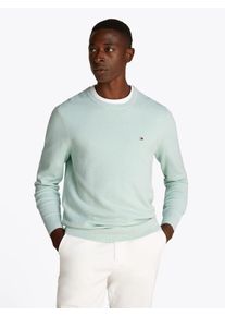 Rundhalspullover Tommy Hilfiger "ESSENTIAL STRUCTURE CREW NECK mit Struktur und Label", Herren, Gr. XL, minty essence heather, Strick, Obermaterial: 100% Baumwolle, Rundhals, Rippb&uuml;ndchen, Pullover Rundhalspullover, unifarben, casual, regular fit, Baumwolle, Rundhals