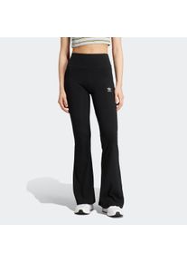 Leggings adidas originals "ESSENTIALS RIB FLARED", Damen, Gr. XXL (25/26), K-Gr, schwarz (schwarz, kurz, gr.), Obermaterial: 46% Baumwolle, 45% Viskose, 9% Elasthan, Hosen Leggings, mit ausgestelltem Bein und Ripp Optik, hoher Bund
