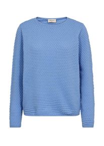 Strickpullover Freequent "FQDODO-PU-DOTTIE", Damen, Gr. XL, vista blau, Strick, Obermaterial: 100% Baumwolle, bequem h&uuml;ftbedeckend, Rundhals, B&uuml;ndchen, Pullover Strickpullover, mit Strick-Knoten-Details