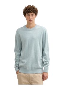 Strickpullover Tom Tailor Denim, Herren, Gr. S, gr&uuml;n (mint wei&szlig; mouline), Strick, Obermaterial: 100% Baumwolle, unifarben, regular fit taillenbedeckt, Rundhals, B&uuml;ndchen, Pullover Strickpullover, in melierter Optik