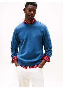 Sweatshirt Tommy Hilfiger "ESS SEASONAL FLEECE CREWNECK mit Rundhals und Stickerei", Herren, Gr. L, aegean sea, Sweatware, Obermaterial: 60% Baumwolle, 40% Polyester, normal h&uuml;ftlang, Rundhals, elastischer Bund, Sweatshirts Sweatshirt, unifarben, casual, regular fit, Baumwollmix, Rundhals