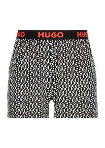 Shorts HUGO UNDERWEAR "UNITE_SHORTS PRINTED", Damen, Gr. XS, N-Gr, schwarz-wei&szlig; (open wei&szlig; 121), Web, Obermaterial: 93% Viskose, 7% Elasthan, relaxed fit, Hosen Shorts, mit elastischem Logo-Bund