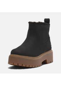 Chelseaboots Timberland "STONE STREETMID WARM LINED BOOT", Damen, Gr. 39, schwarz (schwarz nubuck), Leder, Schuhe Chelseaboots, Winterstiefel, Winterschuhe, Stiefelette, gef&uuml;ttert