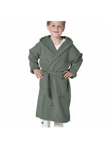 Kinderbademantel Seahorse "Seahorse Pure" Gr. 158, gr&uuml;n, L:97cm, Velours, Hausm&auml;ntel, Kinderbademantel, Langarm, aufgesetzte Taschen