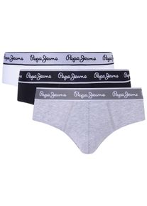 Slip Pepe Jeans, Herren, Gr. S, 3 Stk., grau (grau marl), Jersey, Obermaterial: 95% Baumwolle, 5% Elasthan, eng, Unterhosen Slip