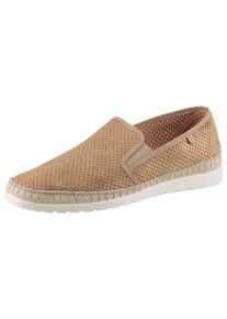 Slipper VERBENAS "Boris Hole Gallery", Damen, Gr. 46, beige, Textil, Veloursleder, Schuhe Slipper, Espadrilles, Sommerschuh, Freizeitschuh mit luftiger Perforierung