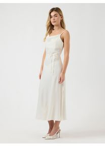 Spaghettikleid Y.A.S "YASTHEA STRAP LONG DRESS S. NOOS", Damen, Gr. 42, N-Gr, gardenia, Web, Obermaterial: 97% Polyester, 3% Elasthan, unifarben, wadenlang, Wasserfallausschnitt, Kleider Spaghettikleid, Sommerkleid