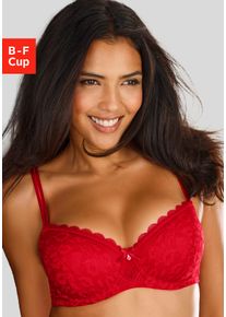 Schalen-BH Vivance, Damen, Gr. 90, Cup F, rot, Microtouch, Obermaterial: 63% Polyamid, 27% Polyester, 10% Elasthan, BHs Schalen-BH, aus Spitze in Leo-Optik im modischen Balconnet-Schnitt, Dessous