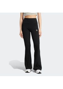 Leggings adidas originals "ESSENTIALS RIB FLARED", Damen, Gr. XS, N-Gr, schwarz (schwarz, normal, gr.), Obermaterial: 46% Baumwolle, 45% Viskose, 9% Elasthan, Hosen Leggings, mit ausgestelltem Bein und Ripp Optik, hoher Bund
