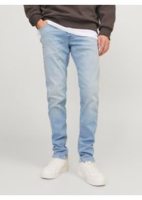 Jack & Jones Slim-fit-Jeans JACK & JONES "JJIGLENN JJICON JJ 619 50SPS NOOS", Herren, Gr. 28, L&auml;nge 32, blau (blau denim), Denim/Jeans, Obermaterial: 92% Baumwolle, 6% Elastomultiester, 2% Elasthan, Abriebeffekte, slim fit lang, Jeans Slim-fit-Jeans, Baumwollmischung, slim fit