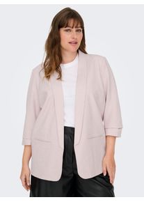 Kurzblazer Only CARMAKOMA "CARELLY 3/4 LIFE BLAZER WVN", Damen, Gr. 44, burnished lila detail:melange, Web, Obermaterial: 95% Polyester, 5% Elasthan, meliert, regular fit, V-Ausschnitt, Blazer Kurzblazer