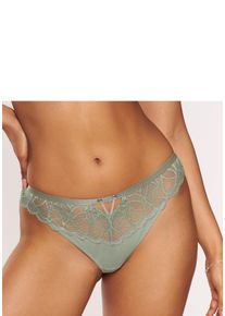 String Lascana "Alicia", Damen, Gr. 40/42, gr&uuml;n (salbei), Microtouch, Obermaterial: 84% Polyamid, 16% Elasthan, Unterhosen String, mit sch&ouml;nem Bund aus feiner Spitze