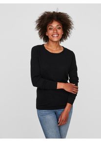 V&eacute;ro Moda Rundhalspullover VERO MODA "VMCARE STRUCTURE LS O-NECK BLOUSE", Damen, Gr. S, schwarz, Strick, Obermaterial: 100% Baumwolle, Strukturmuster, unifarben, figurbetont h&uuml;ftbedeckend, Rundhals, Pullover Rundhalspullover, aus Bio-Baumwolle