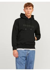 Jack & Jones Kapuzensweatshirt JACK & JONES "JORFREDERIKSBERG SWEAT HOOD SN", Herren, Gr. S, schwarz, angeraute Sweatware, Obermaterial: 85% Baumwolle, 15% Polyester, unifarben, regular fit, Rippb&uuml;ndchen, Sweatshirts Kapuzensweatshirt