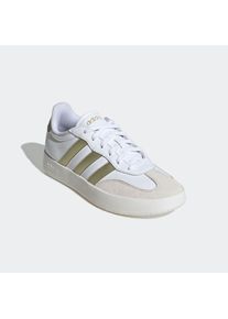 Sneaker adidas Sportswear "BARREDA", Damen, Gr. 42, wei&szlig; (cloud wei&szlig;, gold metallic, aluminium), Leder, Synthetik, Schuhe Sneaker, inspiriert vom Design des adidas handball spezial