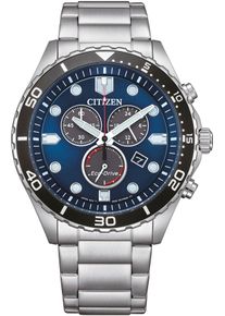 Chronograph Citizen, silber (silberfarben, blau), Armbanduhren, Damen, Chronograph, Armbanduhr, Herrenuhr, Solar, Stoppfunktion, Edelstahlarmband