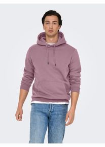 Only & Sons Kapuzensweatshirt ONLY & SONS "ONSCERES HOODIE SWEAT NOOS", Herren, Gr. S, twilight mauve, angeraute Sweatware, Obermaterial: 57% Baumwolle, 43% Polyester, unifarben, regular fit normal, Rundhals, Rippb&uuml;ndchen, Sweatshirts Kapuzensweatshirt, Baumwollmischung, regular fit
