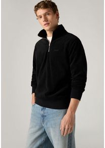 Levi's Sweatshirt LEVI'S "ORIGINAL HM 1/4 ZIP", Herren, Gr. M, mineral schwarz, Sweatware, Obermaterial: 100% Polyester, bestickt, unifarben, regular fit h&uuml;ftlang, Rundhals, Flachstrickb&uuml;ndchen, Sweatshirts Sweatshirt, mit Troyer-Kragen und Logo-Stickerei