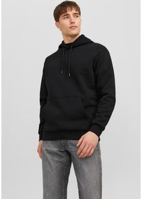 Jack & Jones Kapuzensweatshirt JACK & JONES "JJEBRADLEY SWEAT HOOD NOOS", Herren, Gr. XS, schwarz, angeraute Sweatware, Obermaterial: 61% Polyester, 39% Baumwolle, unifarben, relaxed fit normal, ohne Ausschnitt, Rippb&uuml;ndchen, Sweatshirts Kapuzensweatshirt, Materialmix, relaxed fit