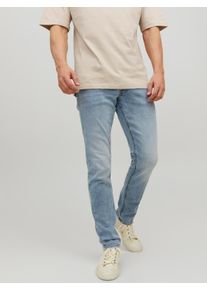 Jack & Jones Slim-fit-Jeans JACK & JONES "JJIGLENN &ndash; Jeans mit Stretch und figurbetonter Silhouette", Herren, Gr. 30, L&auml;nge 34, blau (blau denim), Obermaterial: 86% Baumwolle, 12% Polyester, 2% Elasthan, schmal, Jeans Slim-fit-Jeans, Used, modisch, slim fit, Denim/Jeans