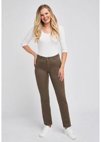 Slim-fit-Jeans WONDERJEANS "Classic", Damen, Gr. 46, L&auml;nge 32, braun (major braun), Denim/Jeans, Obermaterial: 86% Baumwolle, 11% Elasthan, 3% Lyocell, figurbetont kn&ouml;chellang, Jeans Slim-fit-Jeans, Klassischer gerader Schnitt