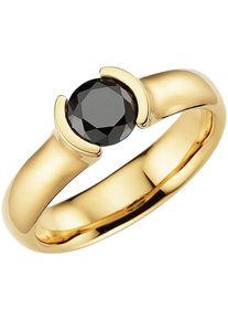 Fingerring HECHTER PARIS "Schmuck Geschenk Silber 925 Damenring" Gr. 53, schwarz (gelbgoldfarben, schwarz), Fingerringe, Damen, 53, Silber 925 (Sterlingsilber), 4,9mm, Fingerring, mit Zirkonia (synth.)