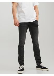 Jack & Jones Slim-fit-Jeans JACK & JONES "JJIGLENN &ndash; Jeans mit Stretch und figurbetonter Silhouette", Herren, Gr. 30, L&auml;nge 32, schwarz (schwarz denim), Obermaterial: 84% Baumwolle, 14% Polyester, 2% Elasthan, schmal, Jeans Slim-fit-Jeans, Used, modisch, slim fit, Denim/Jeans