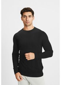 Jack & Jones Rundhalspullover JACK & JONES "EMIL KNIT", Herren, Gr. M, schwarz, Obermaterial: 60% Baumwolle, 20% Nylon, 20% Viskose, normal, Rundhals, Pullover Rundhalspullover