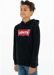 Kapuzensweatshirt LEVI'S KIDS "LVB BATWING PULLOVER HOODIE", Jungen, Gr. 4/104, schwarz, Sweatware, Obermaterial: 60% Baumwolle, 40% Polyester, bedruckt, Basic schmal h&uuml;ftlang, Rippb&uuml;ndchen, Sweatshirts Kapuzensweatshirt, for BOYS