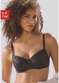 Schalen-BH Vivance, Damen, Gr. 95, Cup B, schwarz, Microtouch, Obermaterial: 63% Polyamid, 27% Polyester, 10% Elasthan, BHs Schalen-BH, aus Spitze in Leo-Optik im modischen Balconnet-Schnitt, Dessous