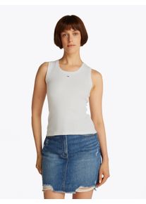 Tanktop Tommy Jeans CURVE "TJW ESSENTIAL RIB TANK EXT", Damen, Gr. XXL (44), beige (ecru), Rippware, Obermaterial: 95% Baumwolle, 5% Elasthan, unifarben, figurbetont, Tops Tanktop, in Gro&szlig;en Gr&ouml;&szlig;en, Rippware