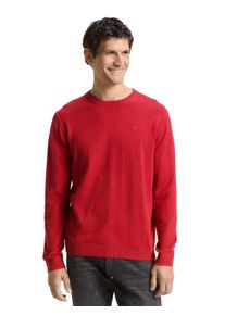 Rundhalspullover Tom Tailor, Herren, Gr. 3XL, salsa rot non, solid, Strick, Obermaterial: 100% Baumwolle, unifarben, regular fit h&uuml;ftbedeckend, Rundhals, B&uuml;ndchen, Pullover Rundhalspullover, mit Logostickerei