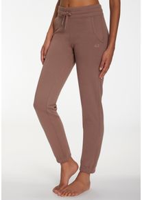 H.I.S. Relaxhose H.I.S, Damen, Gr. 44/46, N-Gr, grau (taupe), Sweatware, Obermaterial: 60% Baumwolle, 40% Polyester, unifarben, Basic, bequem lang, Hosen Relaxhose, mit breitem Bund, Loungewear, Loungeanzug